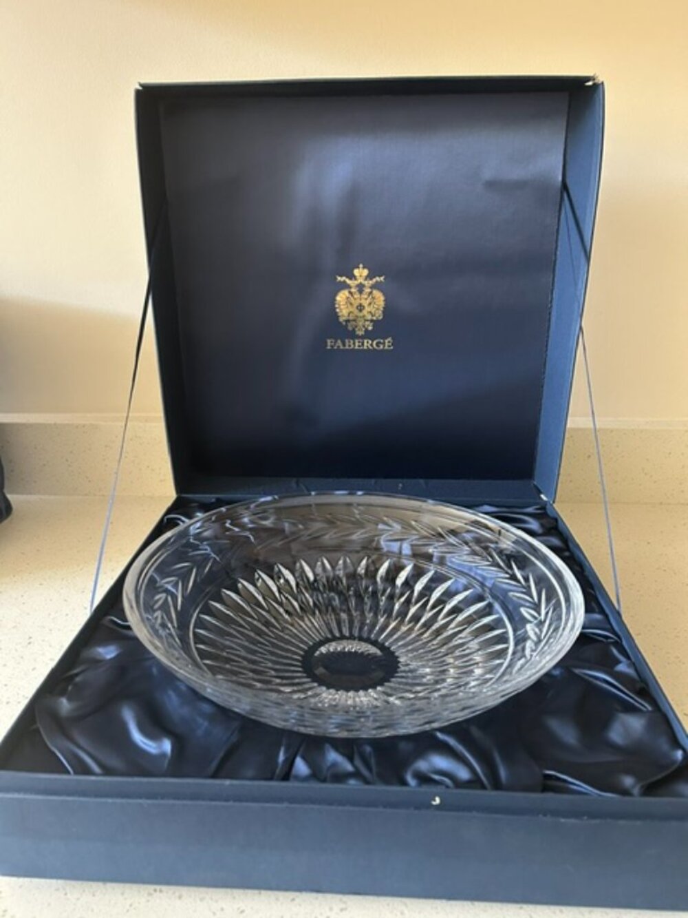 Faberge Crystal Monplaisir Diamond and Laurel Large Crystal Bowl